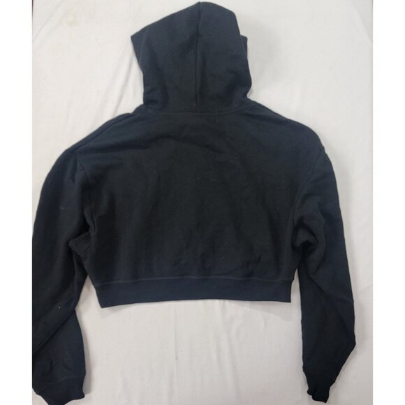 Victoria's Secret Women's Half Hooded Sweatshirt Hoodie Hood BLACK White Size XS - Picture 4 of 7